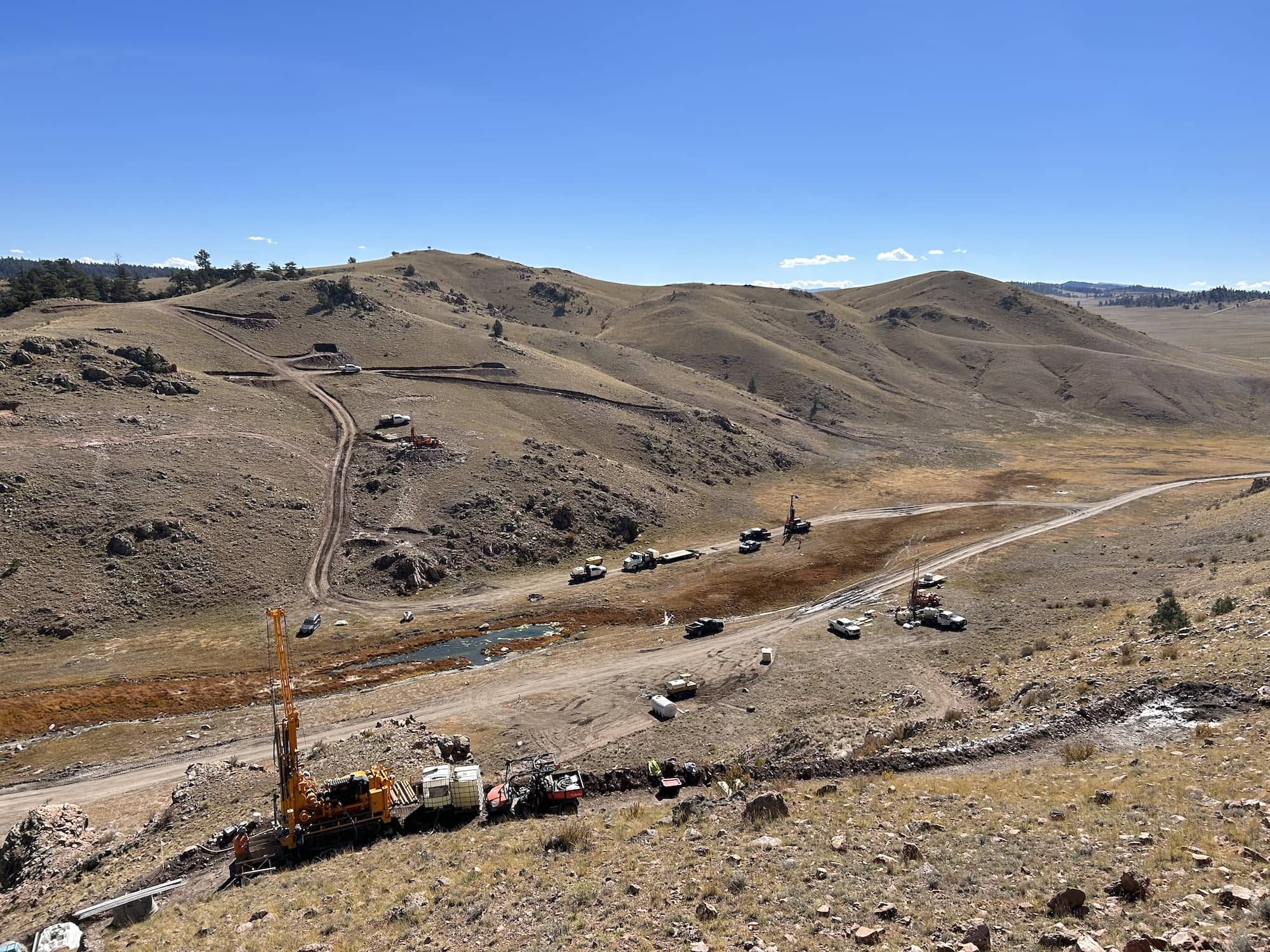 permitting-construction-header Wild Horse Reservoir geotech image - four drill rigs in 2023