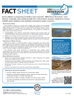 Proposed Wild Horse Reservoir Configuration Map